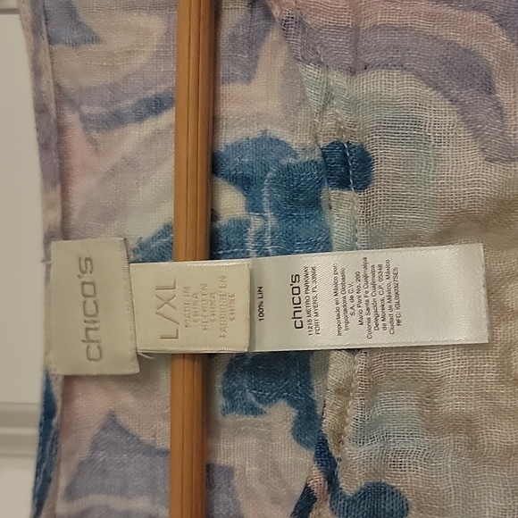 Chico's Linen Poncho Cover up Size XL Purple Pink Blue - Picture 3 of 6